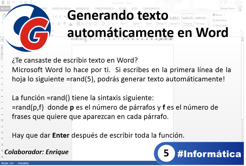 Cómo generar texto automáticamente en Microsoft Word