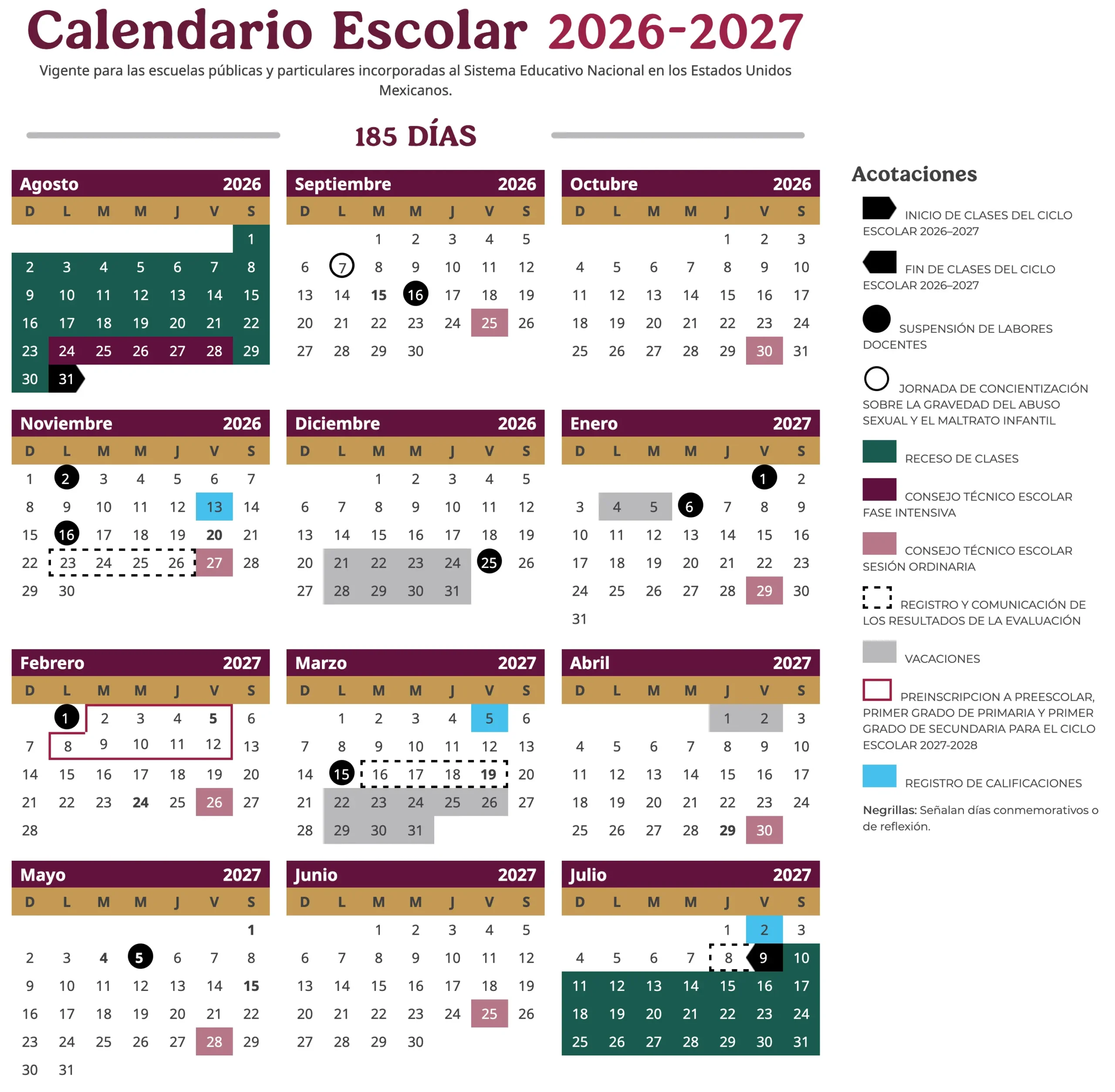 Calendario SEP
